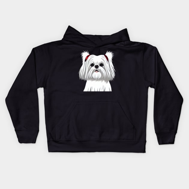 Cute Little Crusty White Dog Maltese Shih Tzu Mom with Fluffy Curly Haired Kids Hoodie by Mochabonk